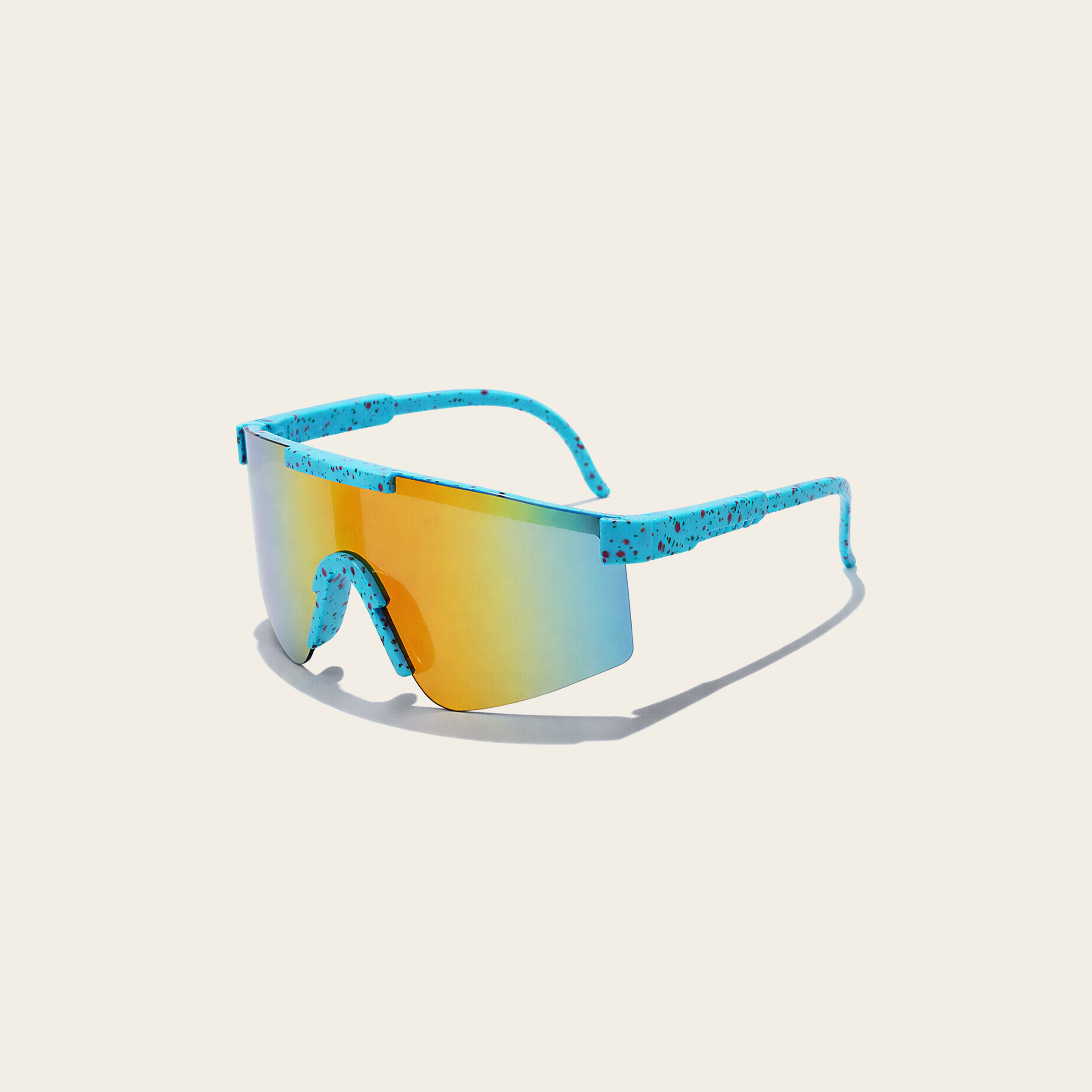 Blue Speckled Youth Performance Sports Sunglasses With Mindset Sticker Pack
