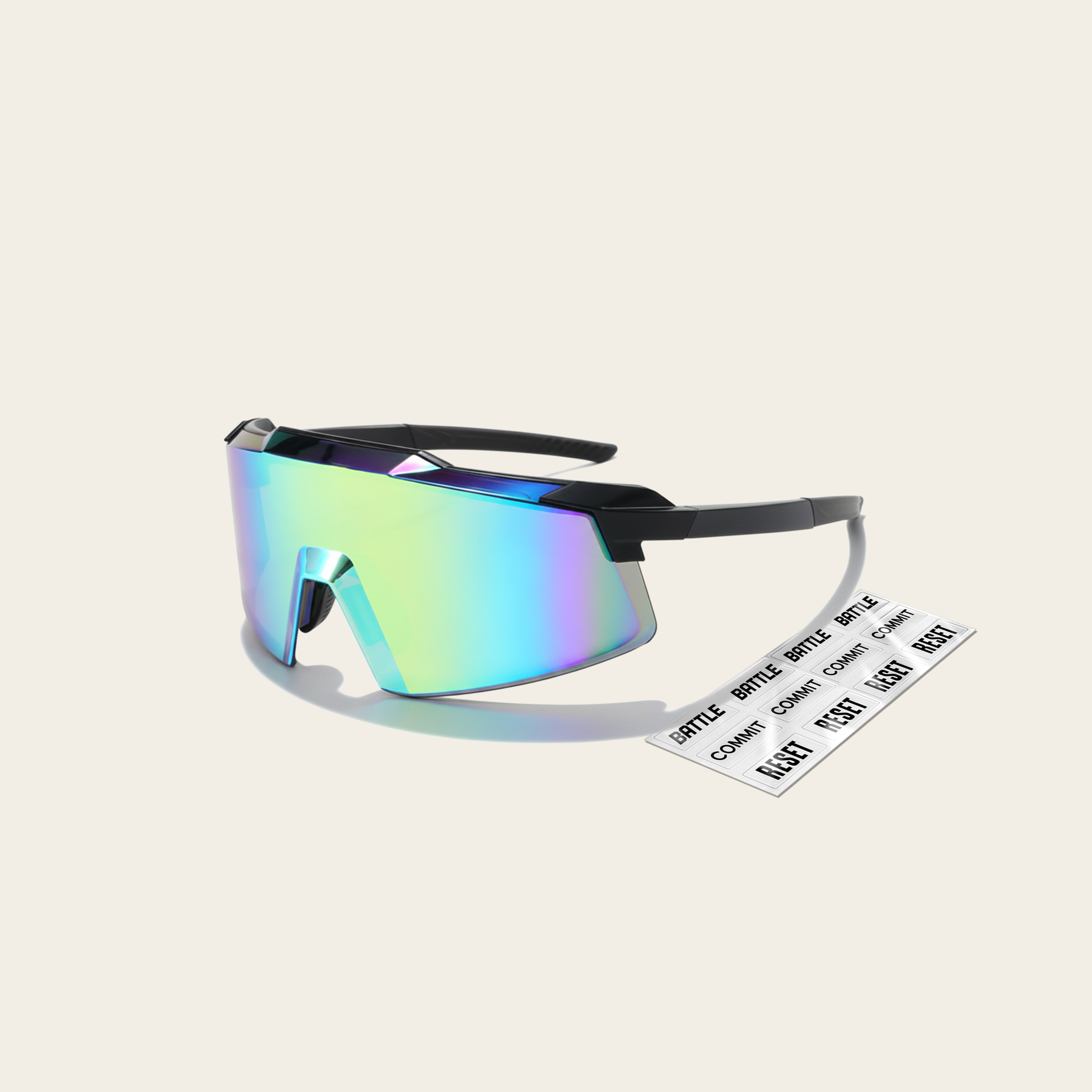 Black Performance Sports Sunglasses With Mindset Stickers