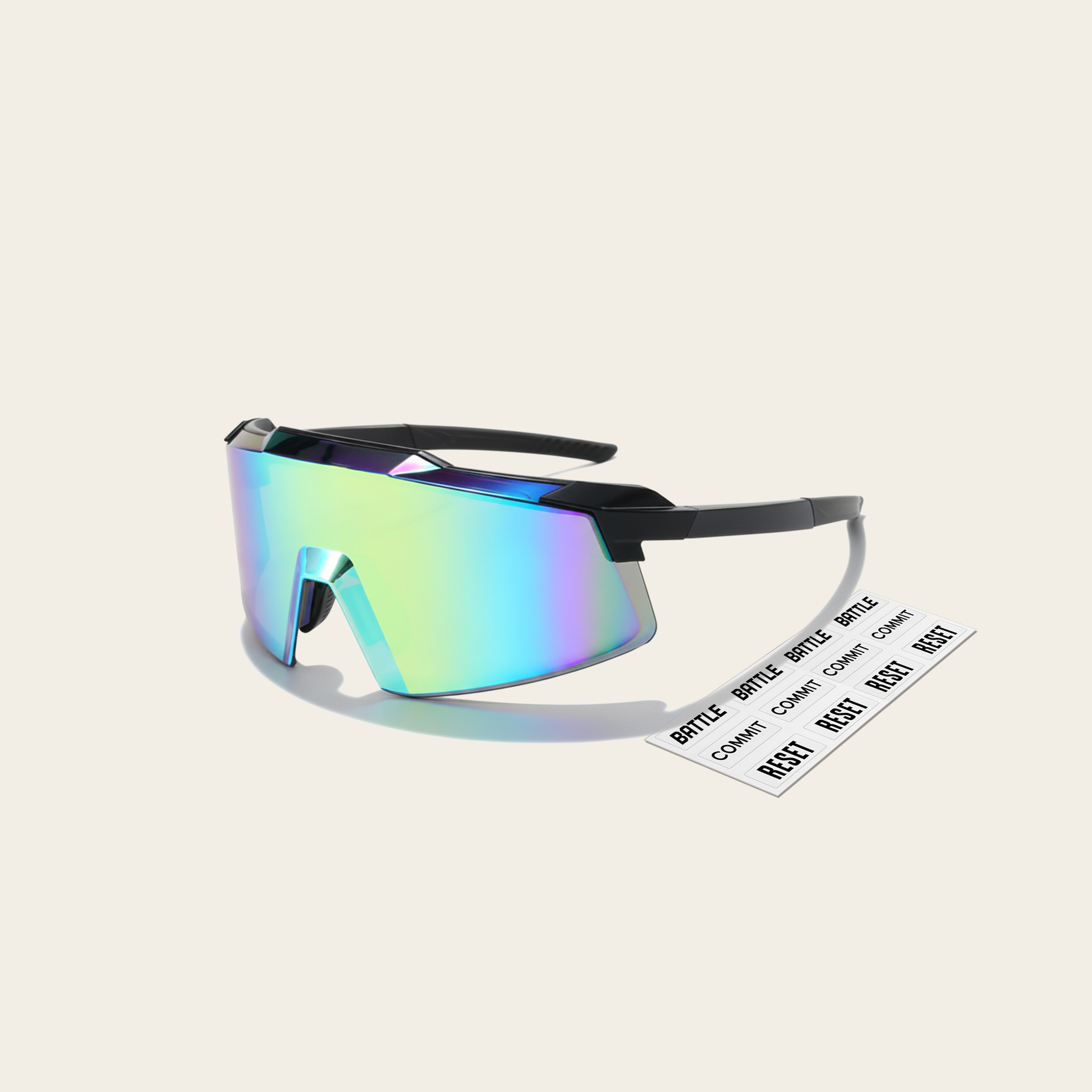 Black Performance Sports Sunglasses With Mindset Stickers