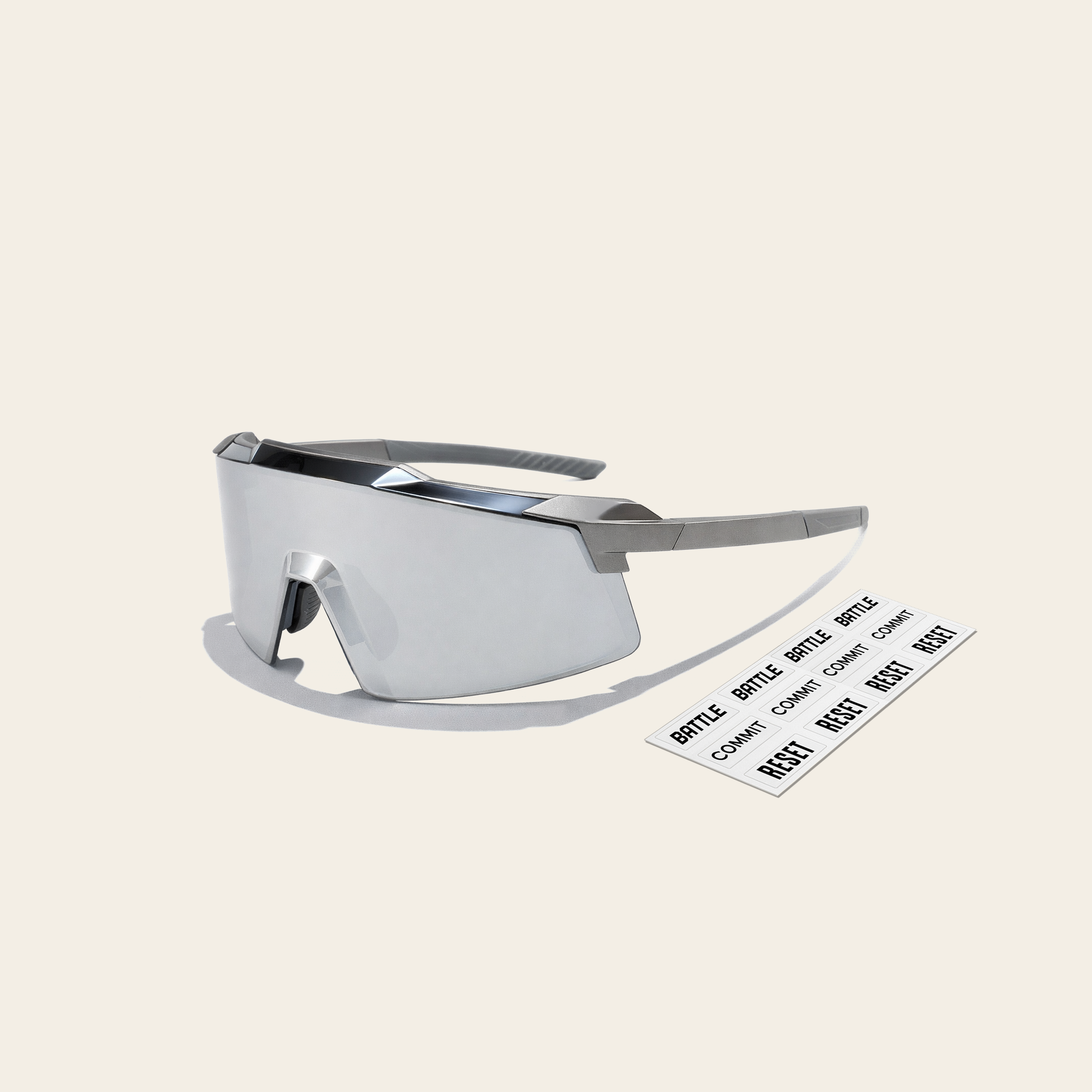 Gray Performance Sports Sunglasses With Mindset Stickers
