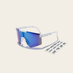 White Speckled Youth Performance Sports Sunglasses With Mindset Sticker Pack