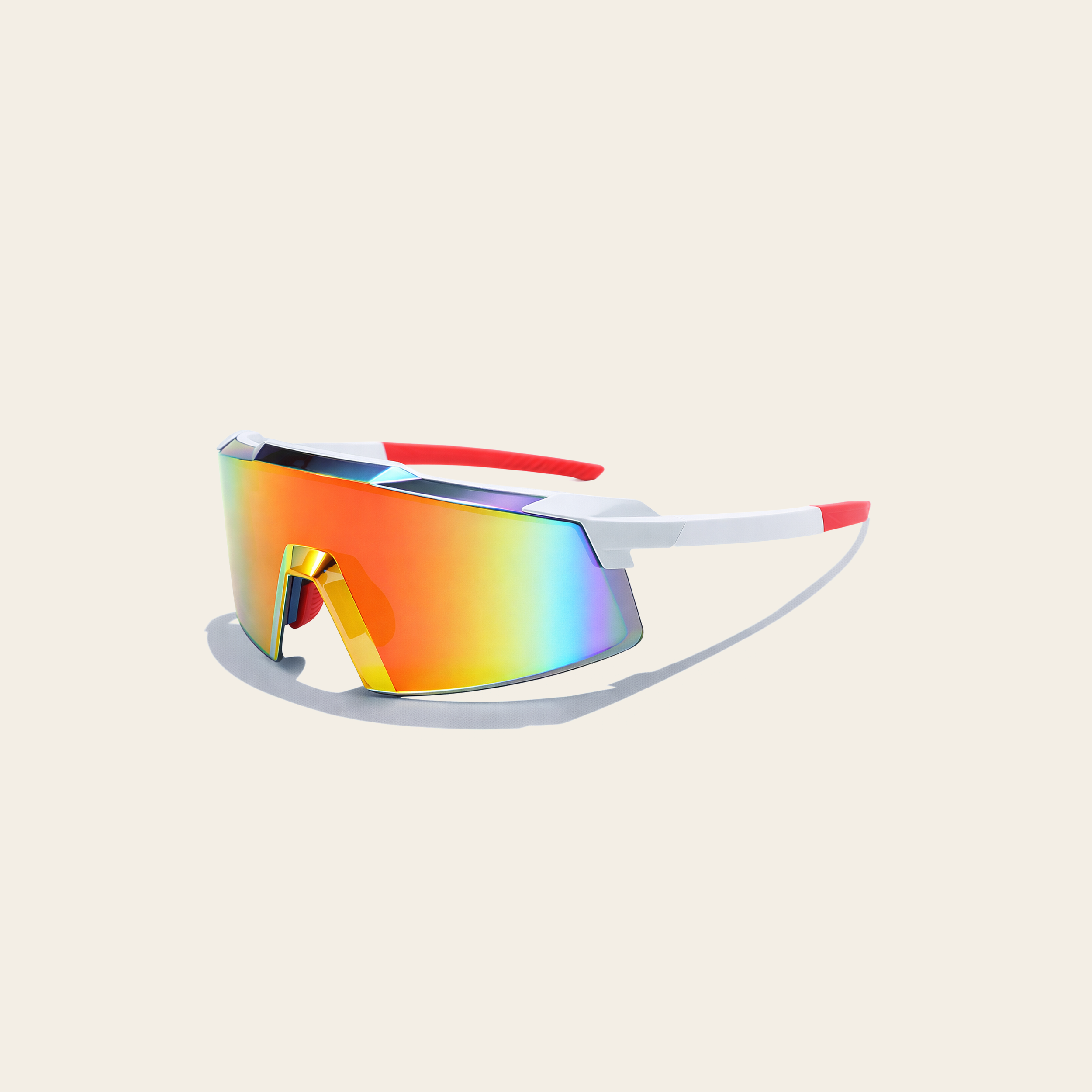 White and Red Performance Sports Sunglasses With Mindset Stickers