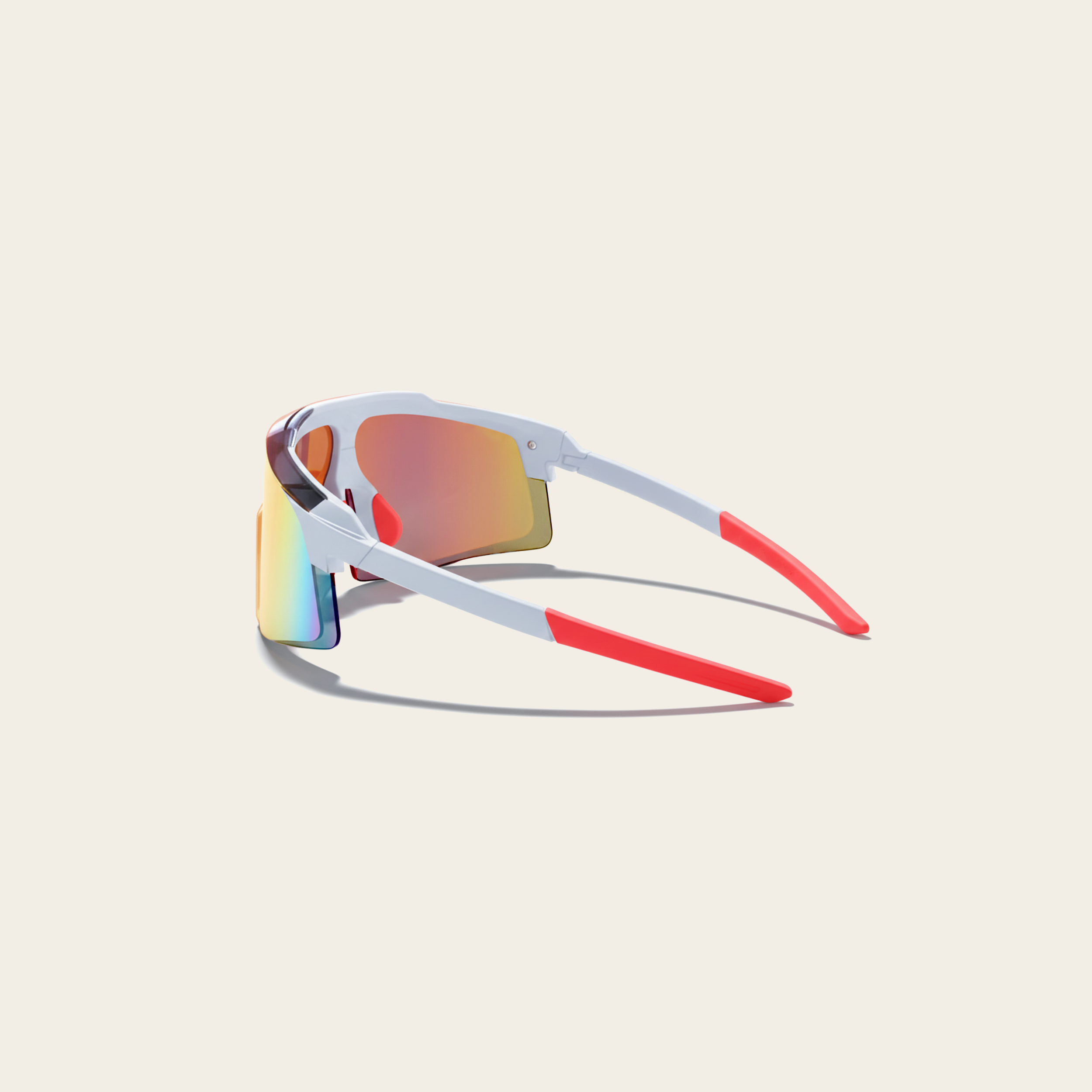 White and Red Performance Sports Sunglasses With Mindset Stickers