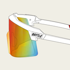 White and Red Performance Sports Sunglasses With Mindset Stickers