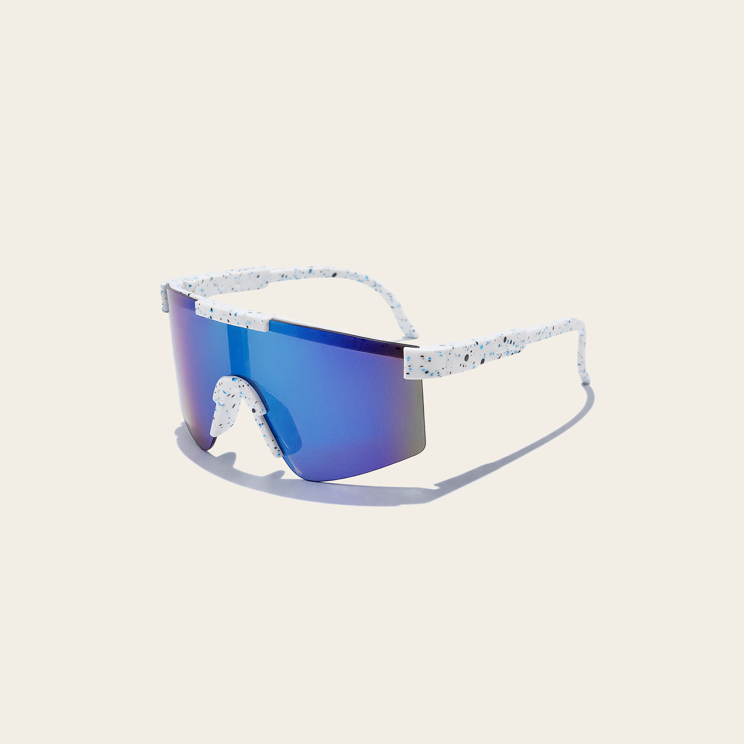 White Speckled Youth Performance Sports Sunglasses With Mindset Sticker Pack